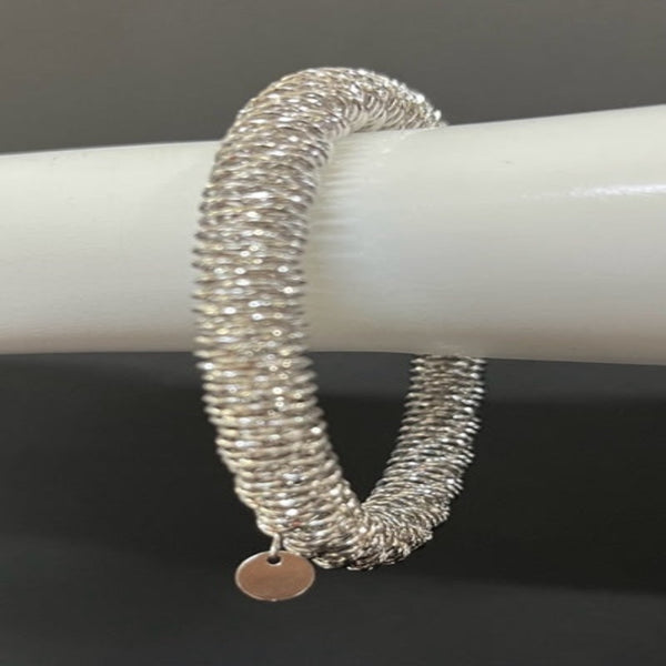 Blisse allure Italian Sterling Flexible Wire Wrapped Mesh Bracelet.