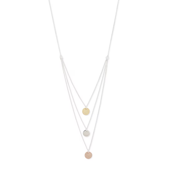 Blisse Allure Three Layered Necklace with Three toned Charms