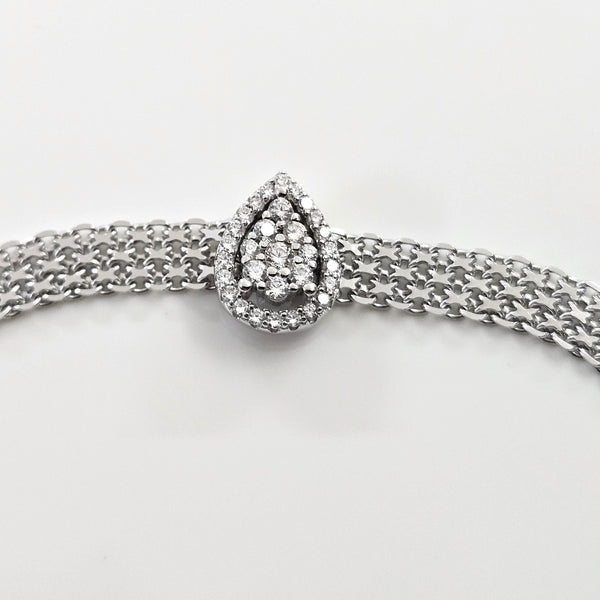 Blisse Allure Sterling Silver Pear shaped CZ Mesh linked Bracelet