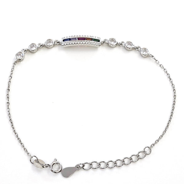 Blisse Allure Sterling Silver Rainbow Multicoloured CZ Bracelet