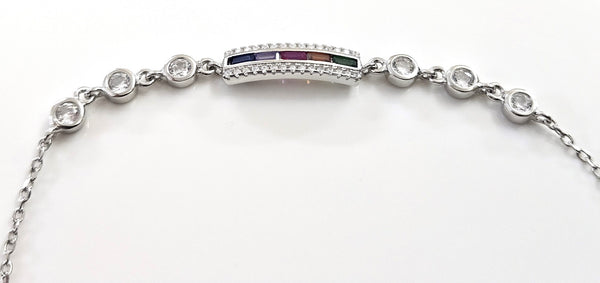 Blisse Allure Sterling Silver Rainbow Multicoloured CZ Bracelet