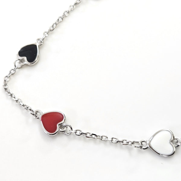 Blisse Allure Sterling Silver 925 enamelled Delicate Heart Bracelet