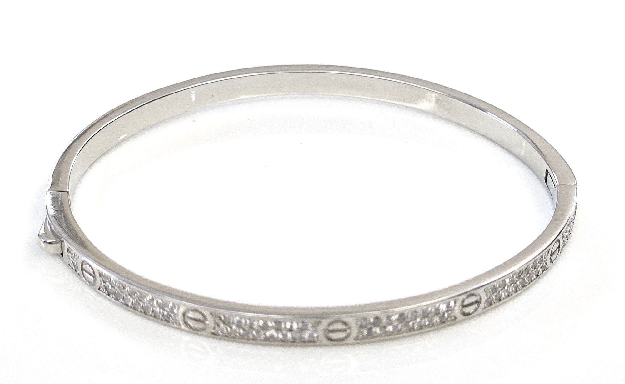 Blisse Allure Sterling Silver Cartier Love Bangle with cubic zirconia