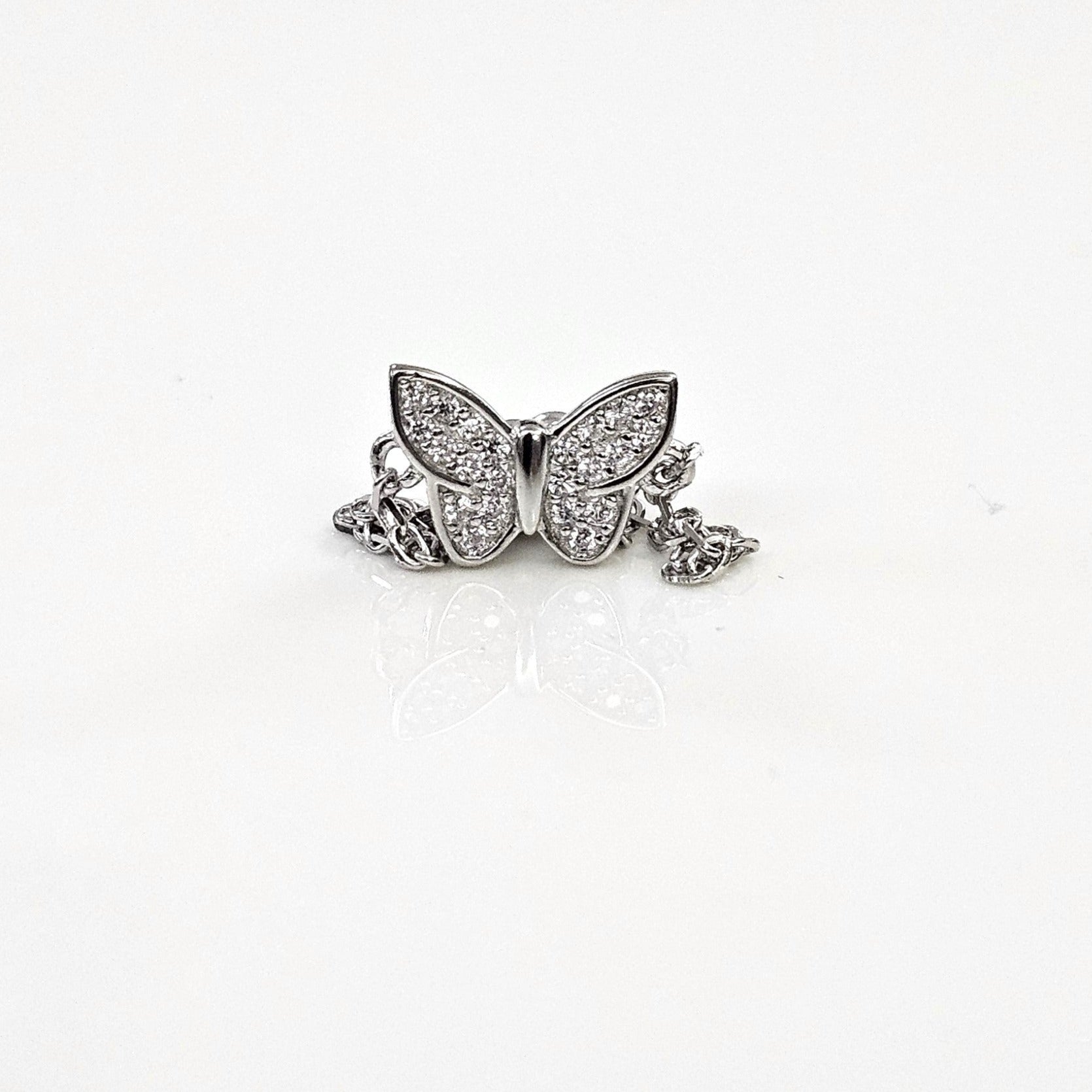 Blisse Allure Sterling Silver Butterfly Chain Ring