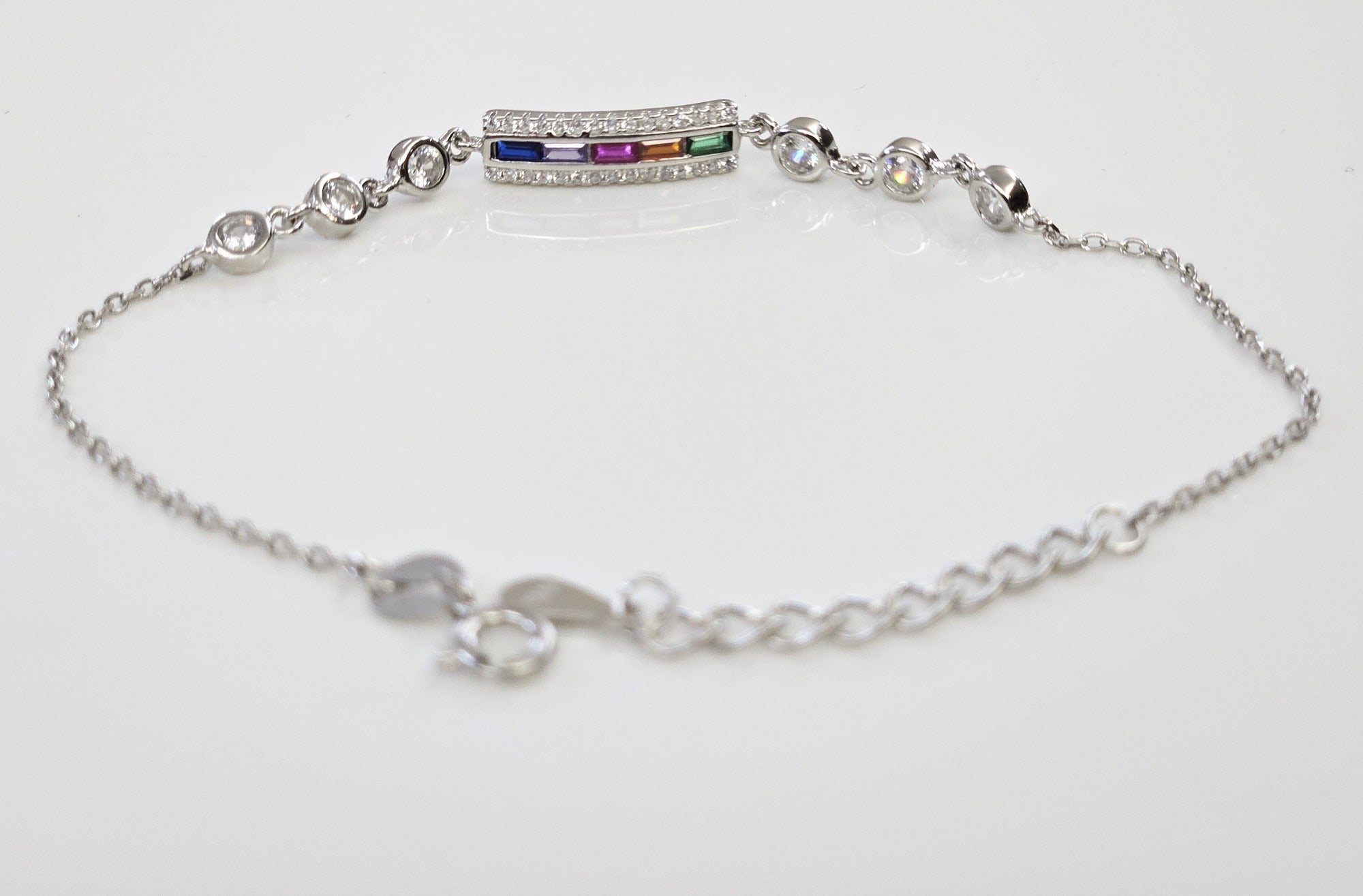 Blisse Allure Sterling Silver Rainbow Multicoloured CZ Bracelet