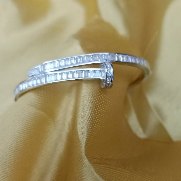 Blisse Allure Sterling Silver Overlap Baguette Cubic zirconia Bangle