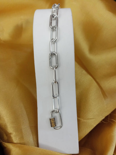 Blisse Allure Sterling Silver Paper Clip Shaped Link Bracelet