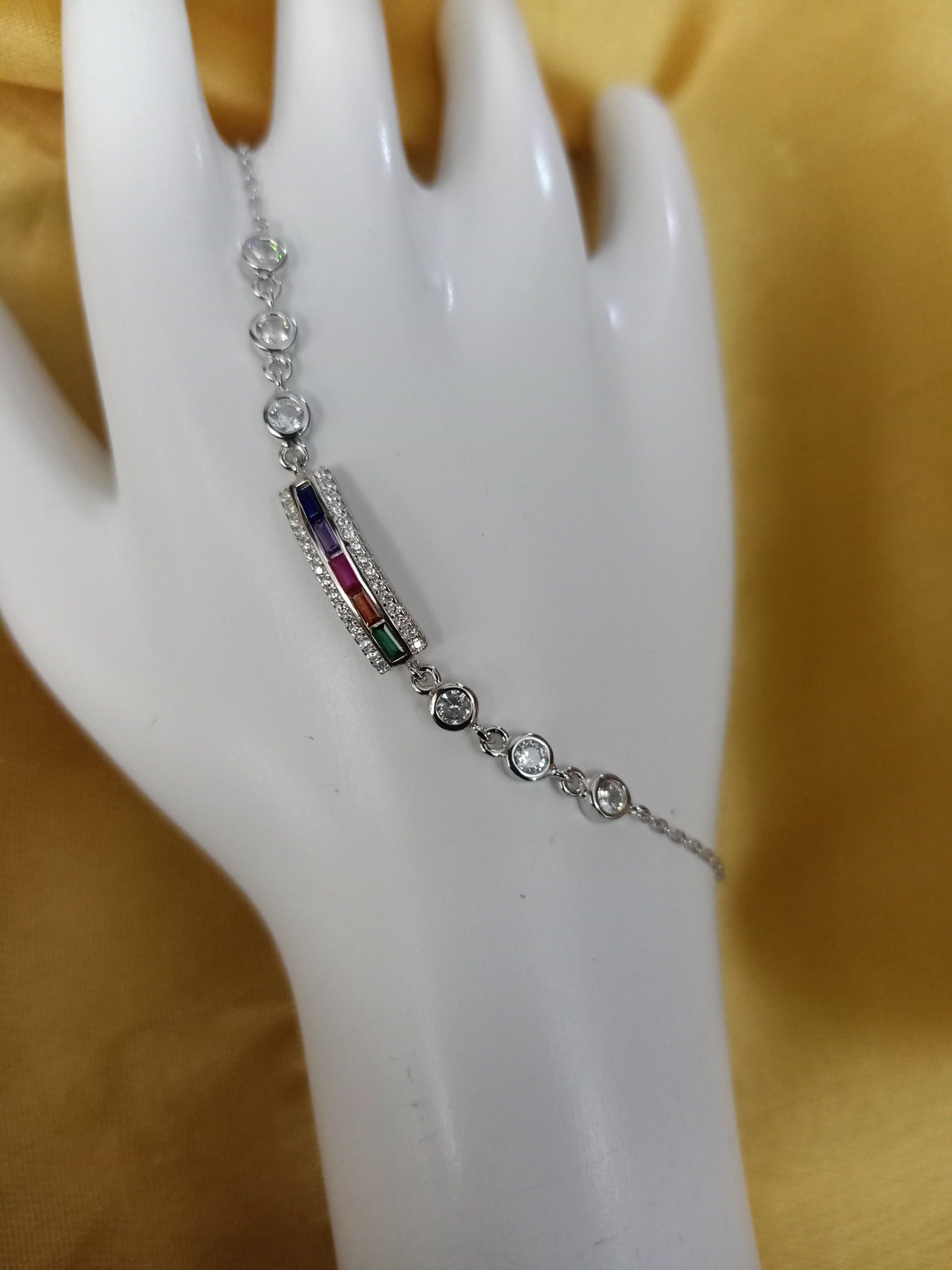 Blisse Allure Sterling Silver Rainbow Multicoloured CZ Bracelet