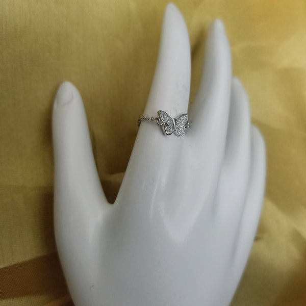 Blisse Allure Sterling Silver Butterfly Chain Ring