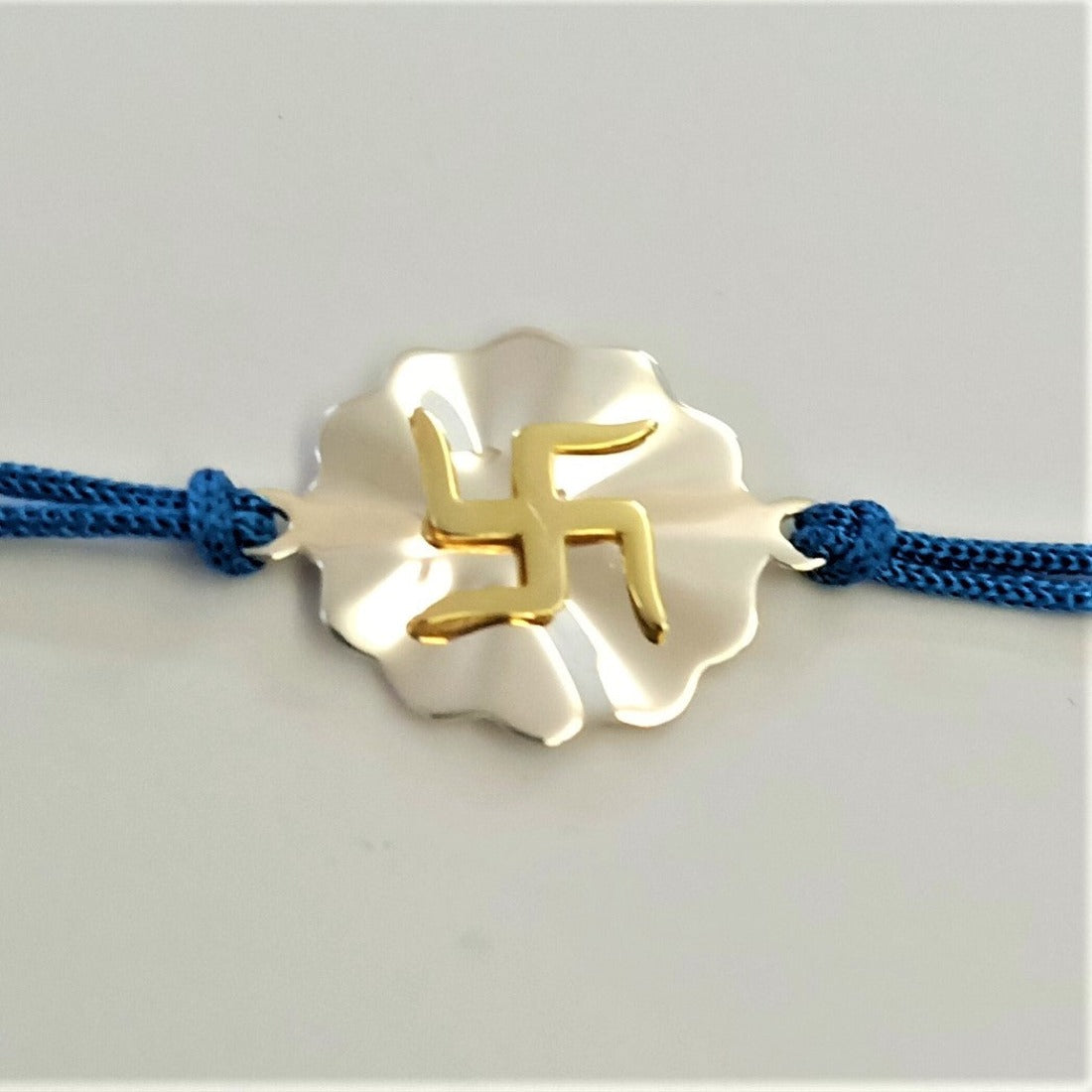 Blisse Allure Sterling Silver Two Toned Swastik Rakhi for your Brother