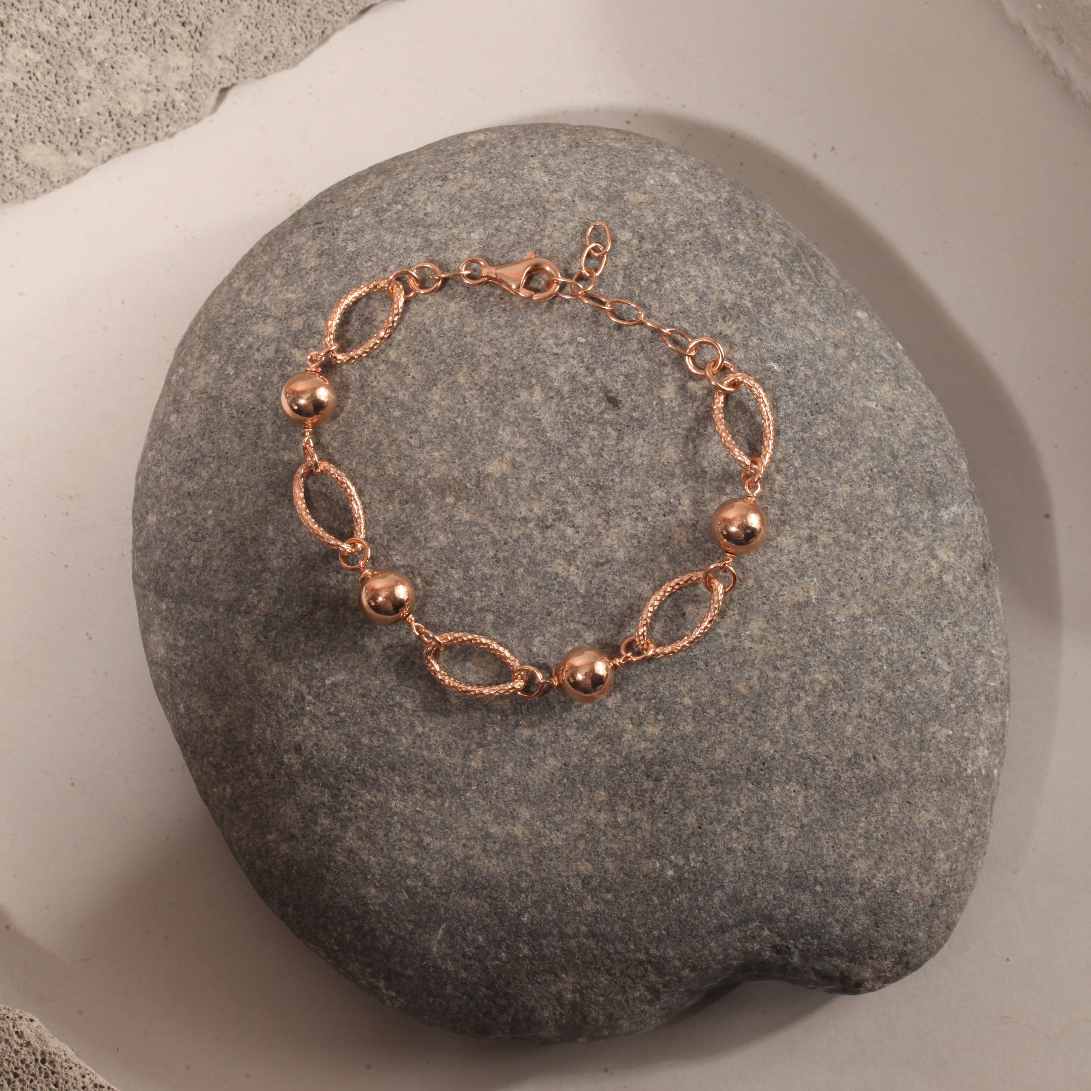 Blisse Allure Rose Gold Fancy Pear Shaped Link Bracelet