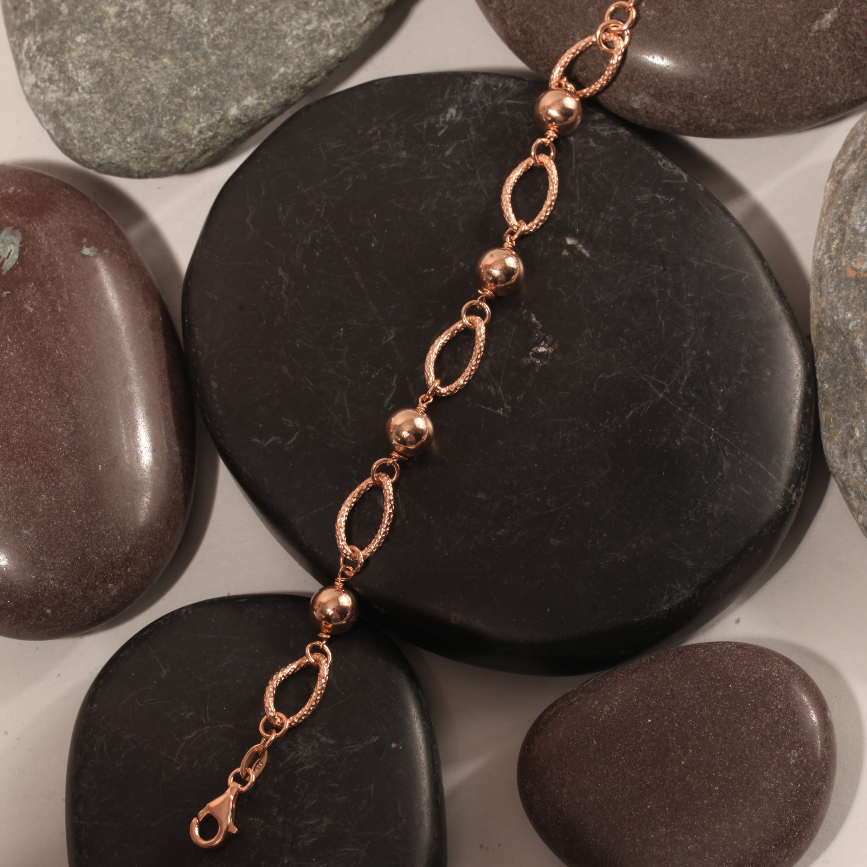 Blisse Allure Rose Gold Fancy Pear Shaped Link Bracelet