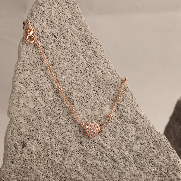 Blisse Allure Rose Gold Heart Shaped Layered Bracelet