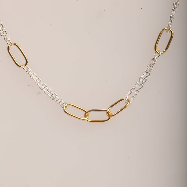 Blisse Allure Two Toned Necklace with Double chain Necklace