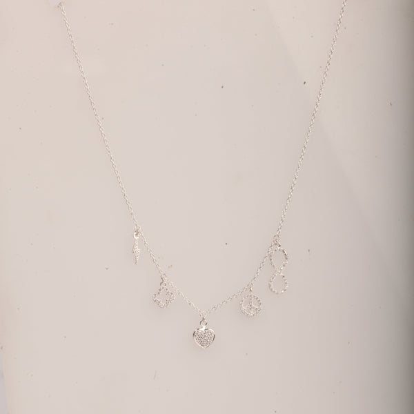 Blisse Allure Sterling Silver Charms Necklace