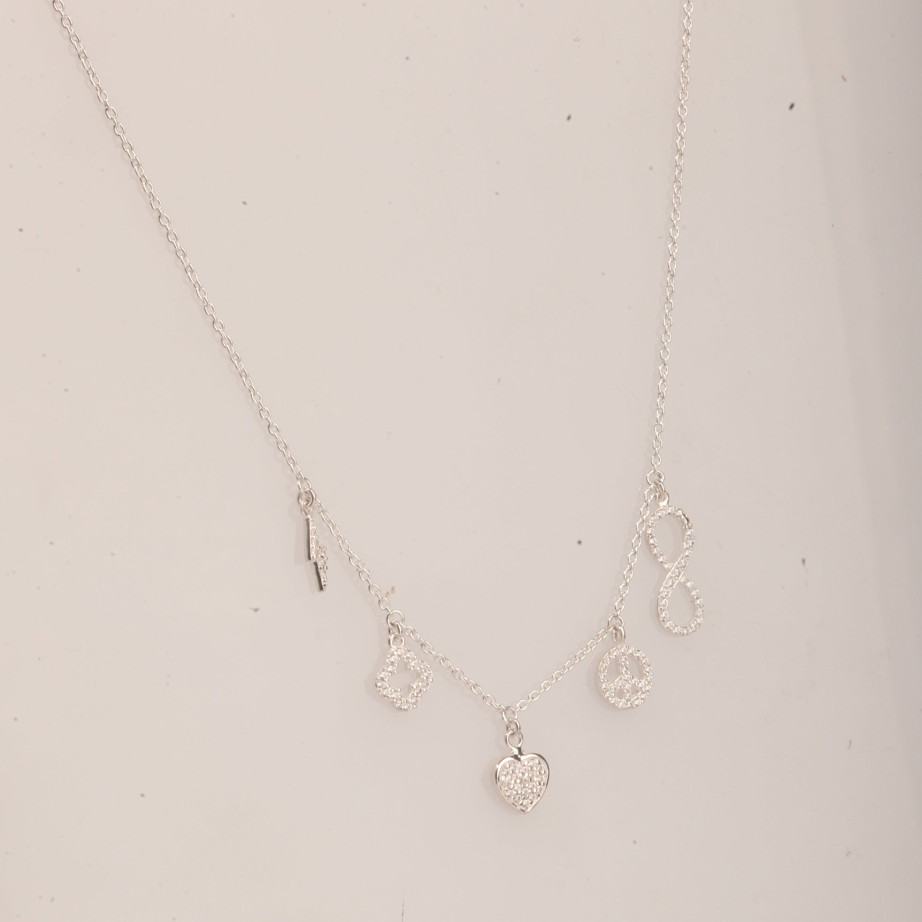 Blisse Allure Sterling Silver Charms Necklace
