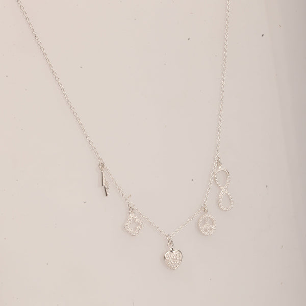 Blisse Allure Sterling Silver Charms Necklace