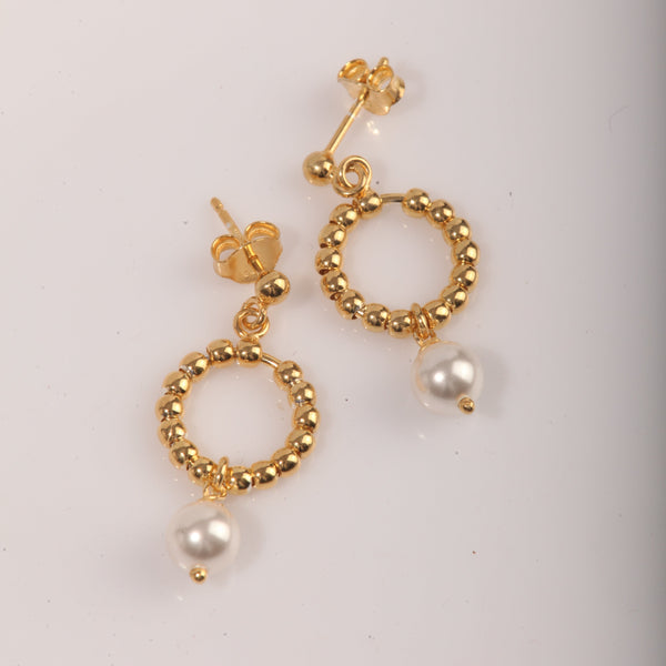 Blisse Allure Gold Beaded with Pearl Drop Earrings