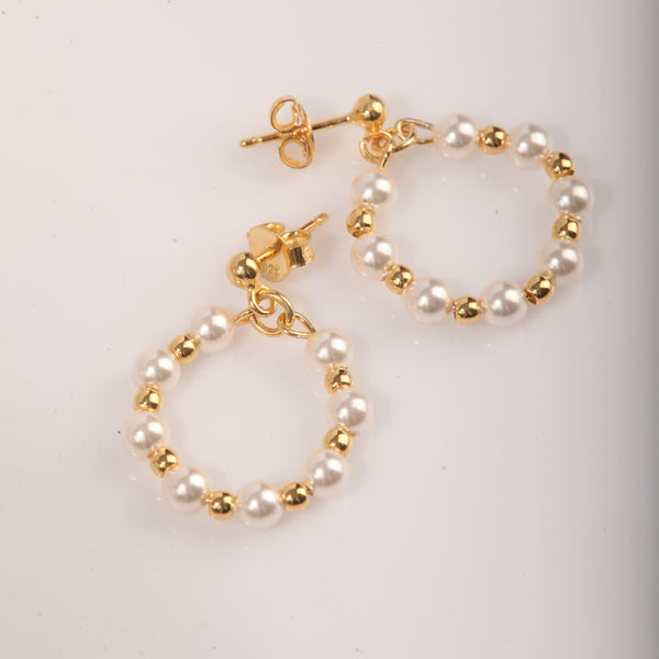 Blisse Allure Gold beaded with Pearl Earrings