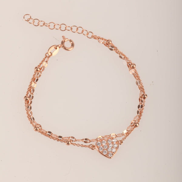 Blisse Allure Rose Gold Heart Shaped Layered Bracelet