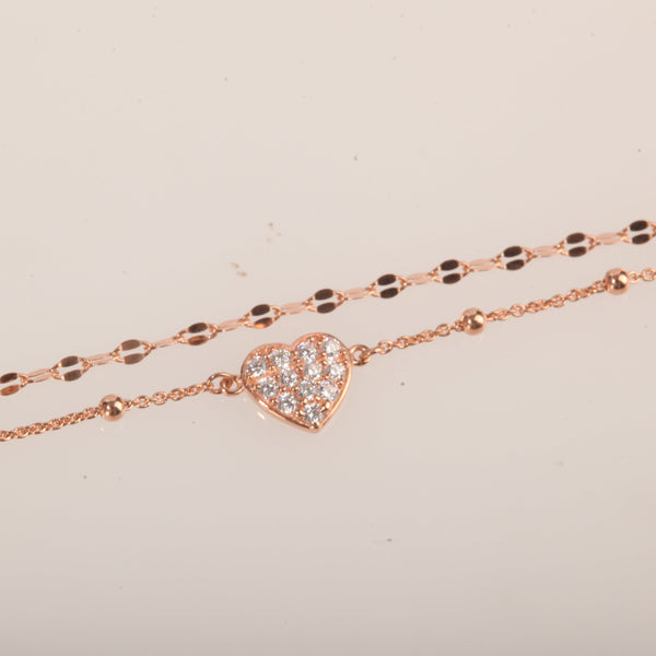 Blisse Allure Rose Gold Heart Shaped Layered Bracelet