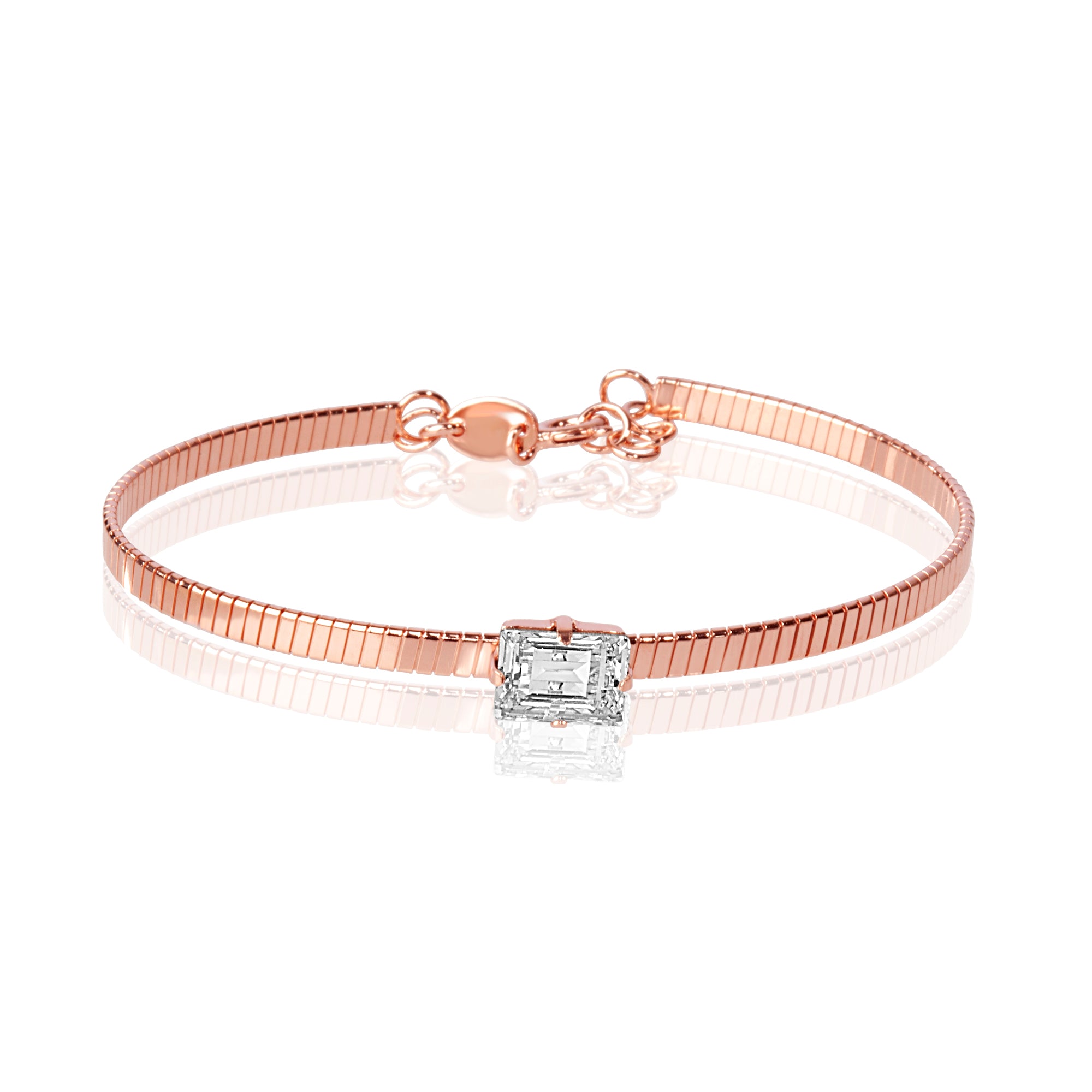 Blisse Allure Luxury Rose Gold Bracelet with Emerald-Cut Diamond