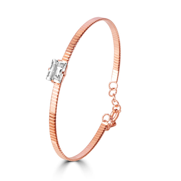 Blisse Allure Luxury Rose Gold Bracelet with Emerald-Cut Diamond