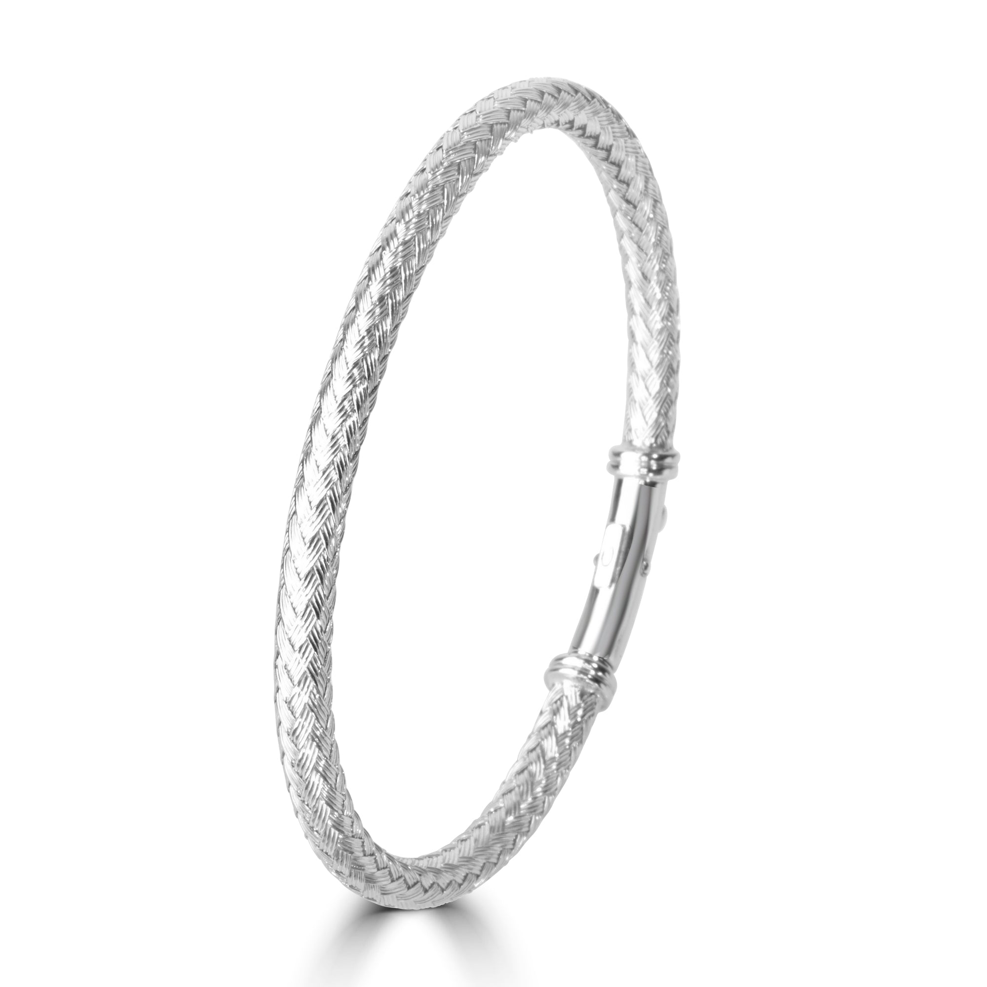 Blisse Allure Timeless Silver Bangle with Braided Texture