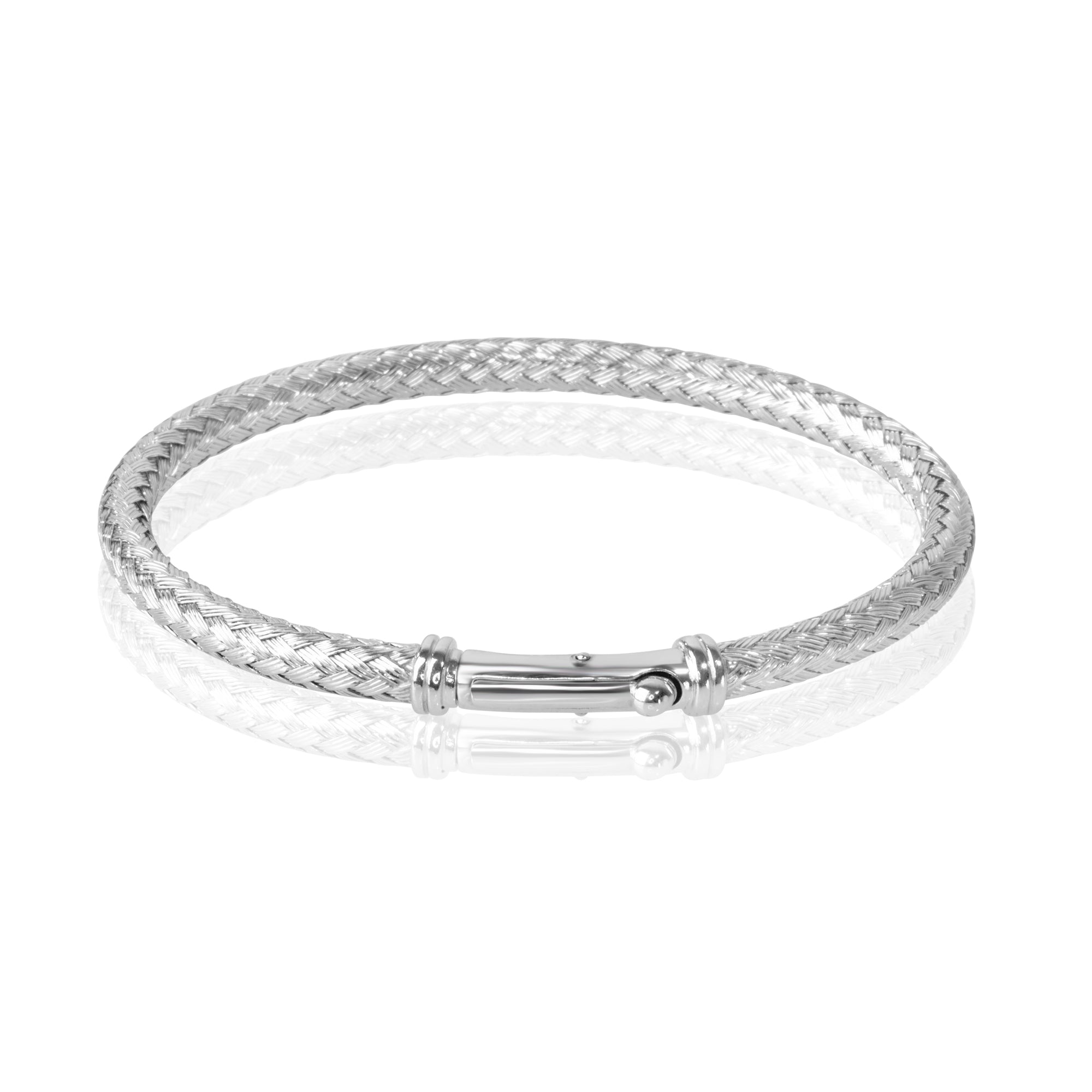 Blisse Allure Timeless Silver Bangle with Braided Texture