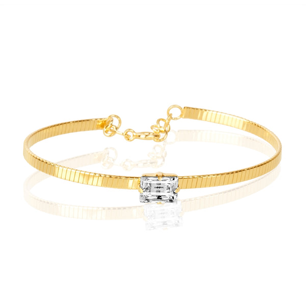 Blisse Allure Luxury Gold Bracelet with Emerald-Cut Diamond