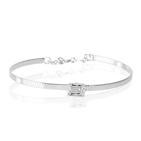 Blisse Allure Luxury Silver Bracelet with Emerald-Cut Diamond