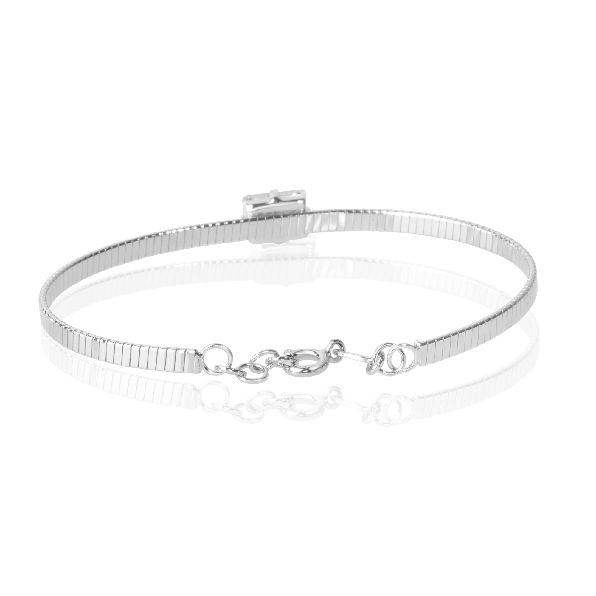 Blisse Allure Luxury Silver Bracelet with Emerald-Cut Diamond