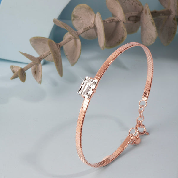 Blisse Allure Luxury Rose Gold Bracelet with Emerald-Cut Diamond