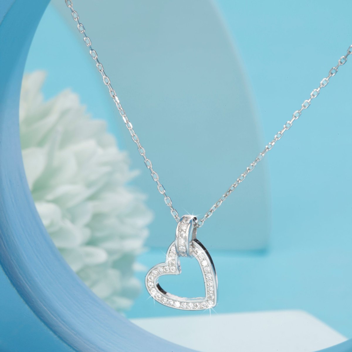 Blisse Allure Sterling Silver Heart Pendant Necklace .