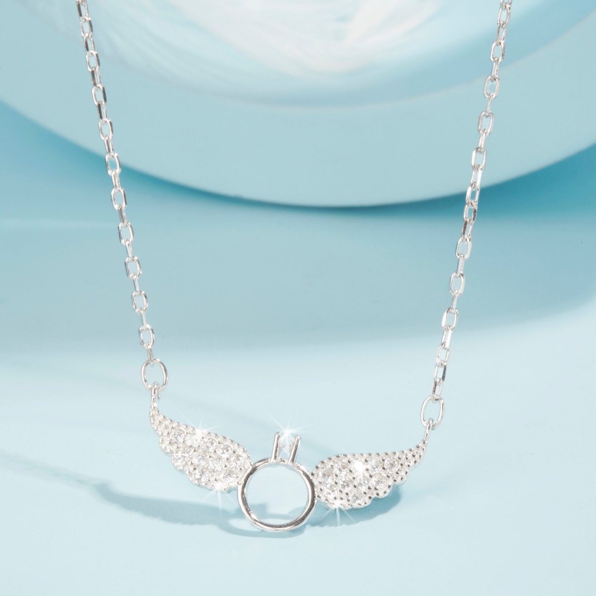 Blisse Allure Sterling Silver Angelic Wings Ring Pendant Necklace.