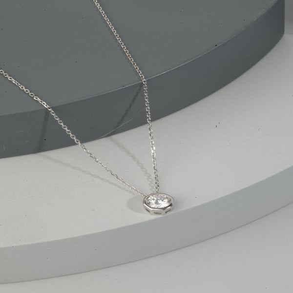 Blisse Allure Sterling Silver Bezel set Pendant Necklace.