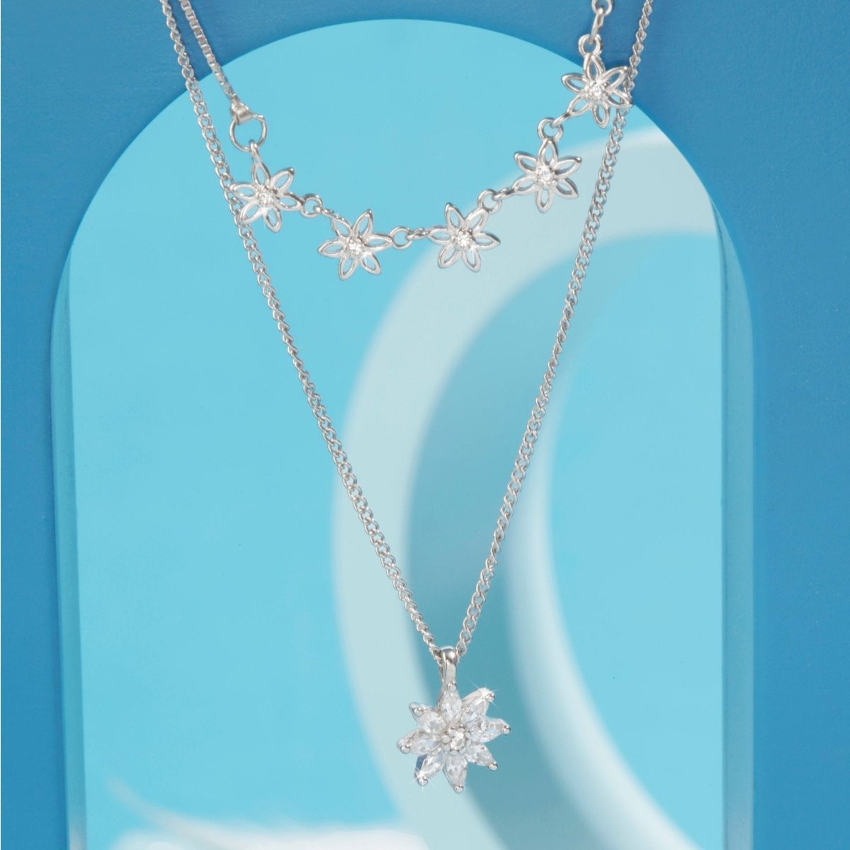 Blisse Allure Sterling Silver Clavicle Layered Star Necklace