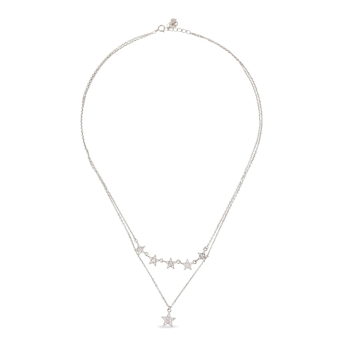 Blisse Allure Sterling Silver Clavicle Layered Star Necklace