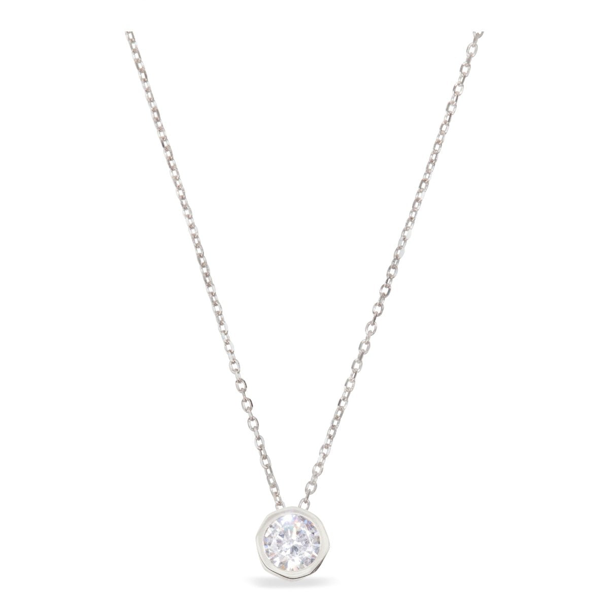 Blisse Allure Sterling Silver Bezel set Pendant Necklace.