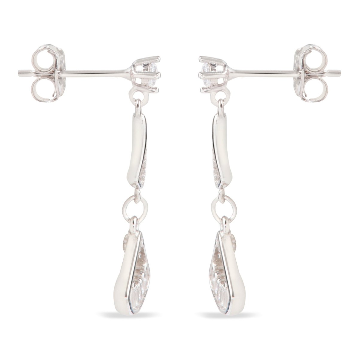 Blisse Allure Sterling Silver Fan Shaped Mosaic Drop Earrings.