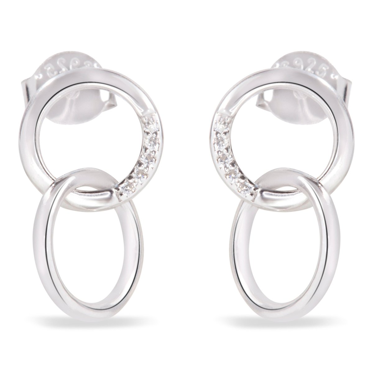 Blisse Allure Sterling Silver Interlinked Circle Earrings.