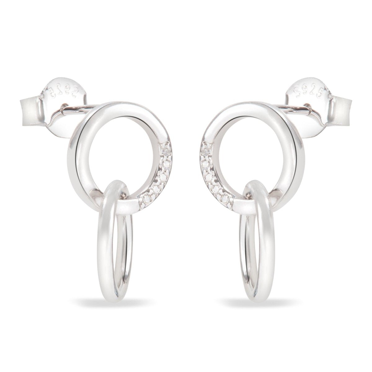 Blisse Allure Sterling Silver Interlinked Circle Earrings.