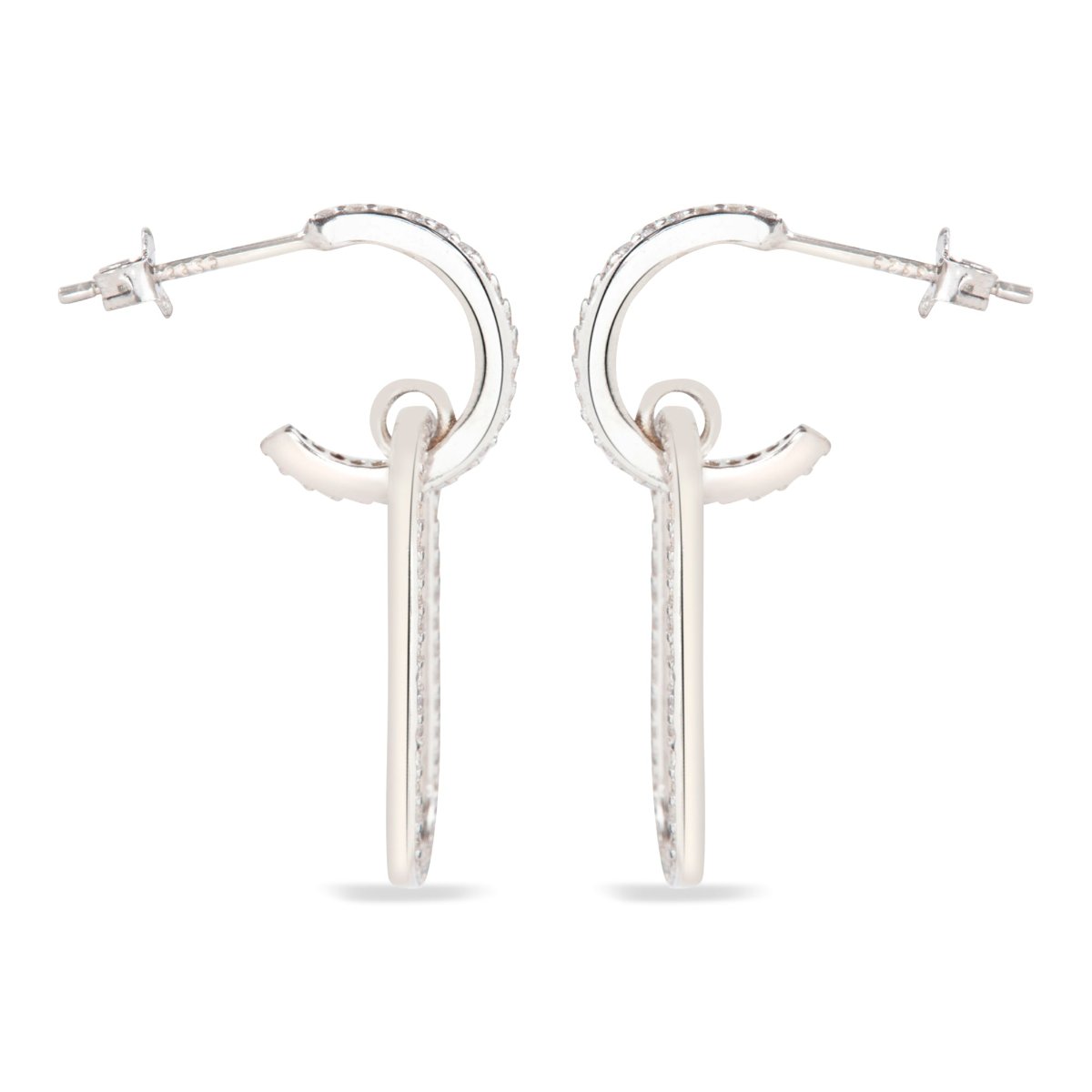 Blisse Allure Sterling Silver Huggie Drop Earrings.