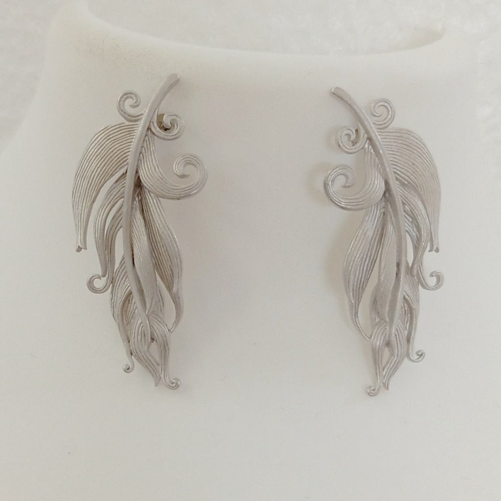 Blisse Allure 925 Sterling Silver Leaf Earrings With Matte Finish
