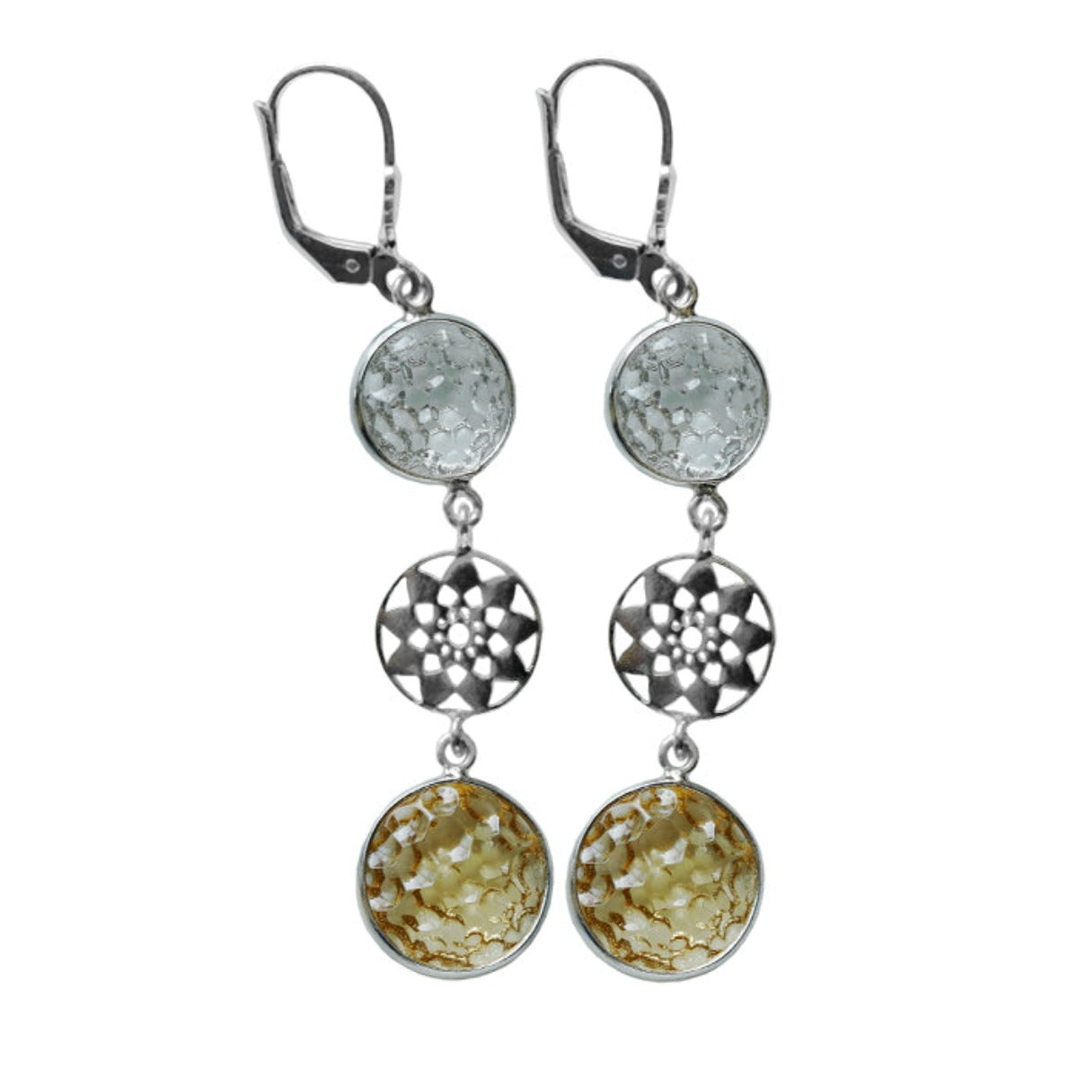 Blisse Allure 925 Sterling Citrine with Topaz Crystal Silver Earrings For Women