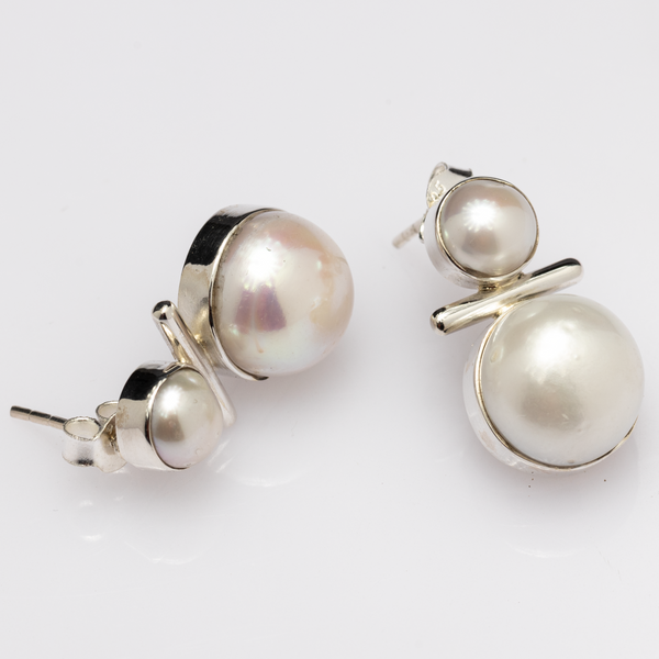 Blisse Allure Sterling Silver Graded Size Cultured Pearl Earrings