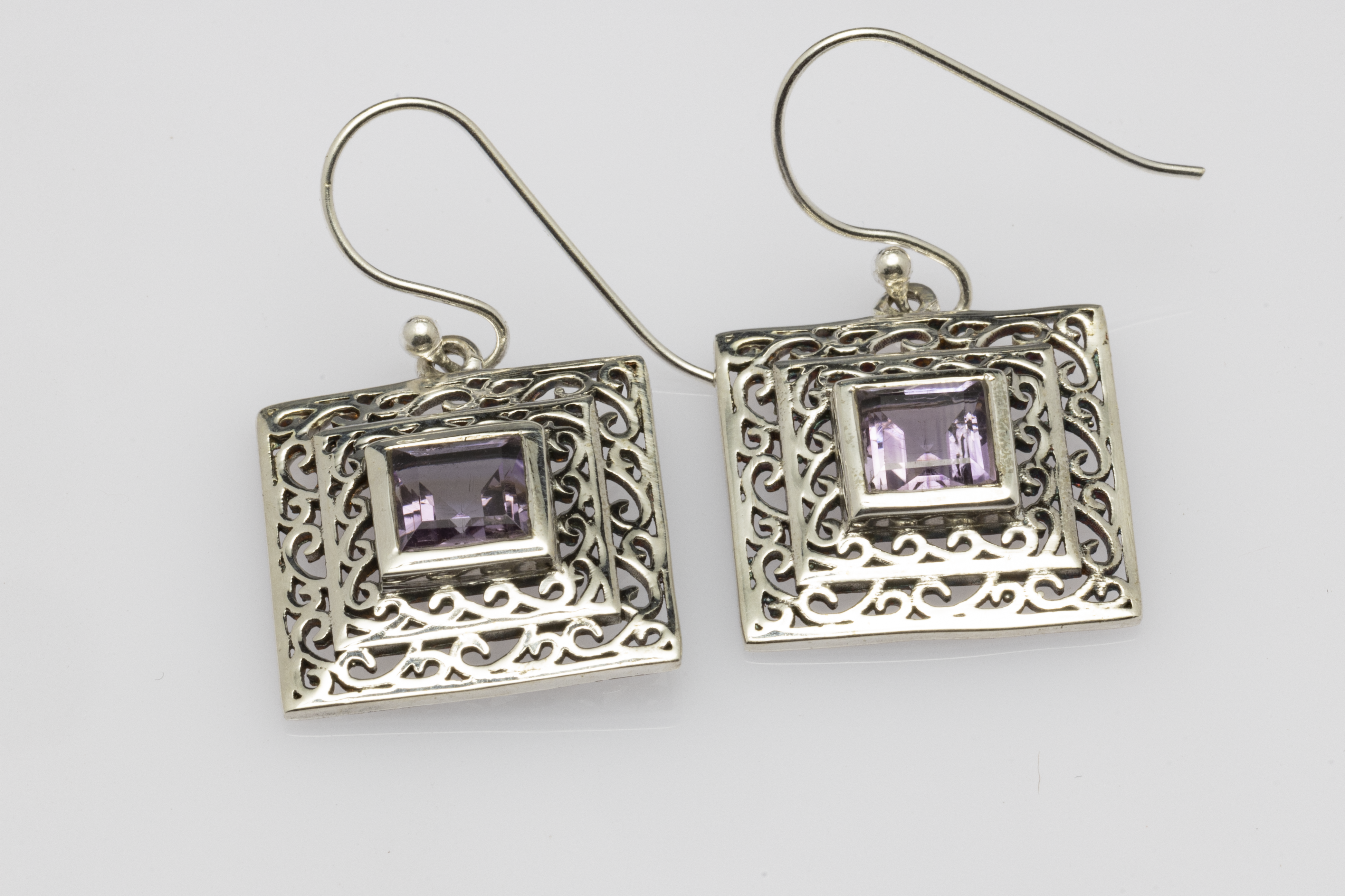 Blisse Allure Sterling Silver Square shaped Jaali earrings.