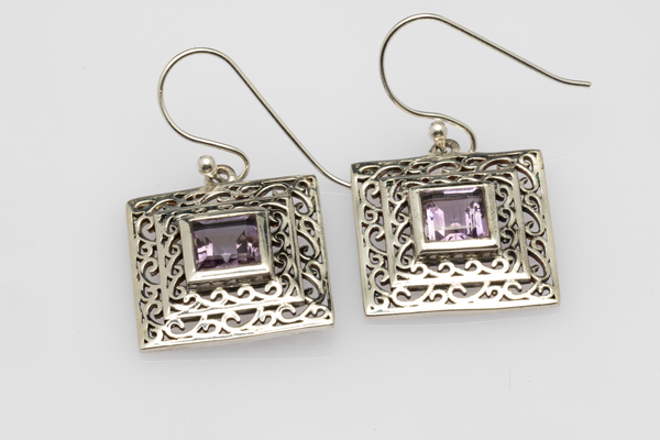 Blisse Allure Sterling Silver Square shaped Jaali earrings.