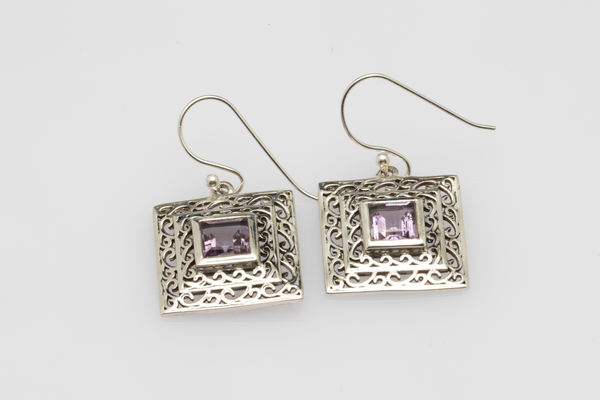 Blisse Allure Sterling Silver Square shaped Jaali earrings.