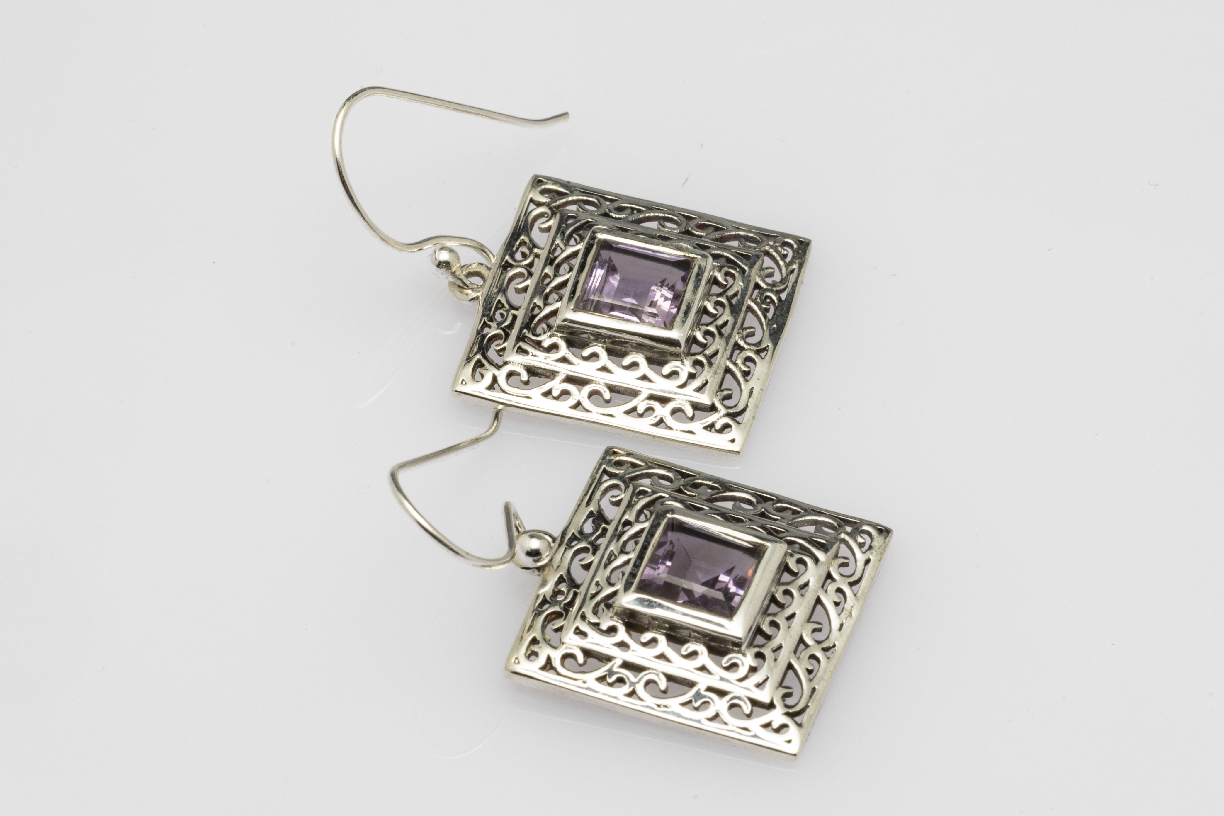 Blisse Allure Sterling Silver Square shaped Jaali earrings.